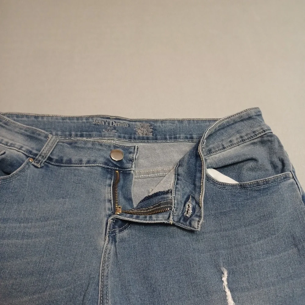 Jean's Denim Jeans Womens 20W Blue Straight Distressed Stretch‎ Casual Pants